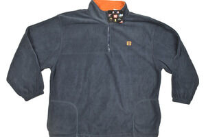 Vtg Wilson Fleece Pullover Quarter Zip Sweater Mens XXL Grey Orange Logo Warm